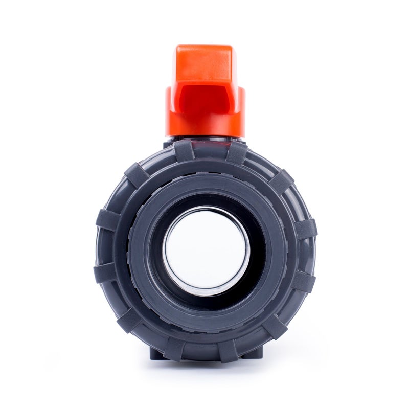 HYDROSEAL Kaplan PVC 1 1/2" True Union Ball Valve with Full Port, ASTM F1970, EPDM O-Rings and Reversible PTFE Seats, Rated at 200 PSI @73F, Gray, 1 1/2 inch Socket (1 1/2") - Image 5